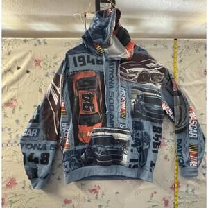 NASCAR Daytona 500 All Over Print Hoodie Men’s L Chambray Racing Pullover